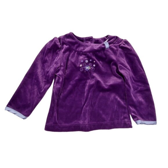 Kid Connection Girls Outfit Size 18M Purple Velvet 2 Piece Shirt And Pants - Picture 2 of 11